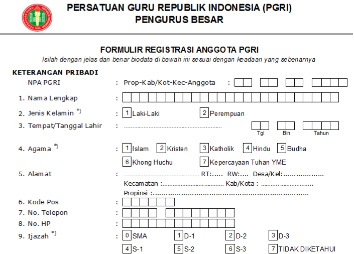 Pendaftaran PGRI Karo - Persatuan Guru Republik Indonesia Cabang Karo